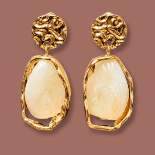 Audrey's - Organic Ivory Resin Drop Earrings