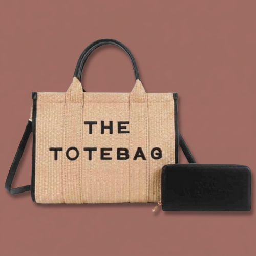 Audrey's - Woven Tote Bag With Crossbody Strap & Wallet