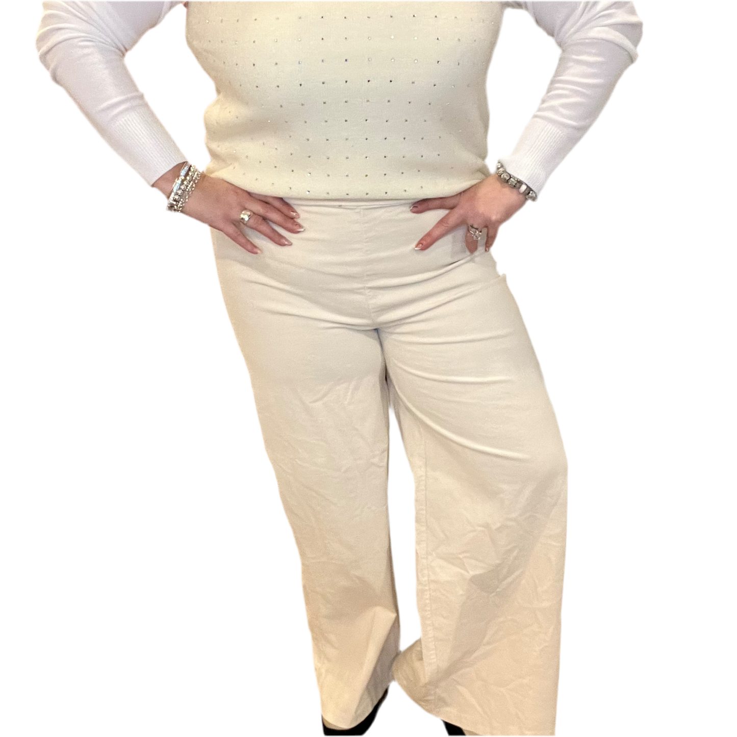 Angela Mara - Pull-On Wide Leg Corduroy Pants