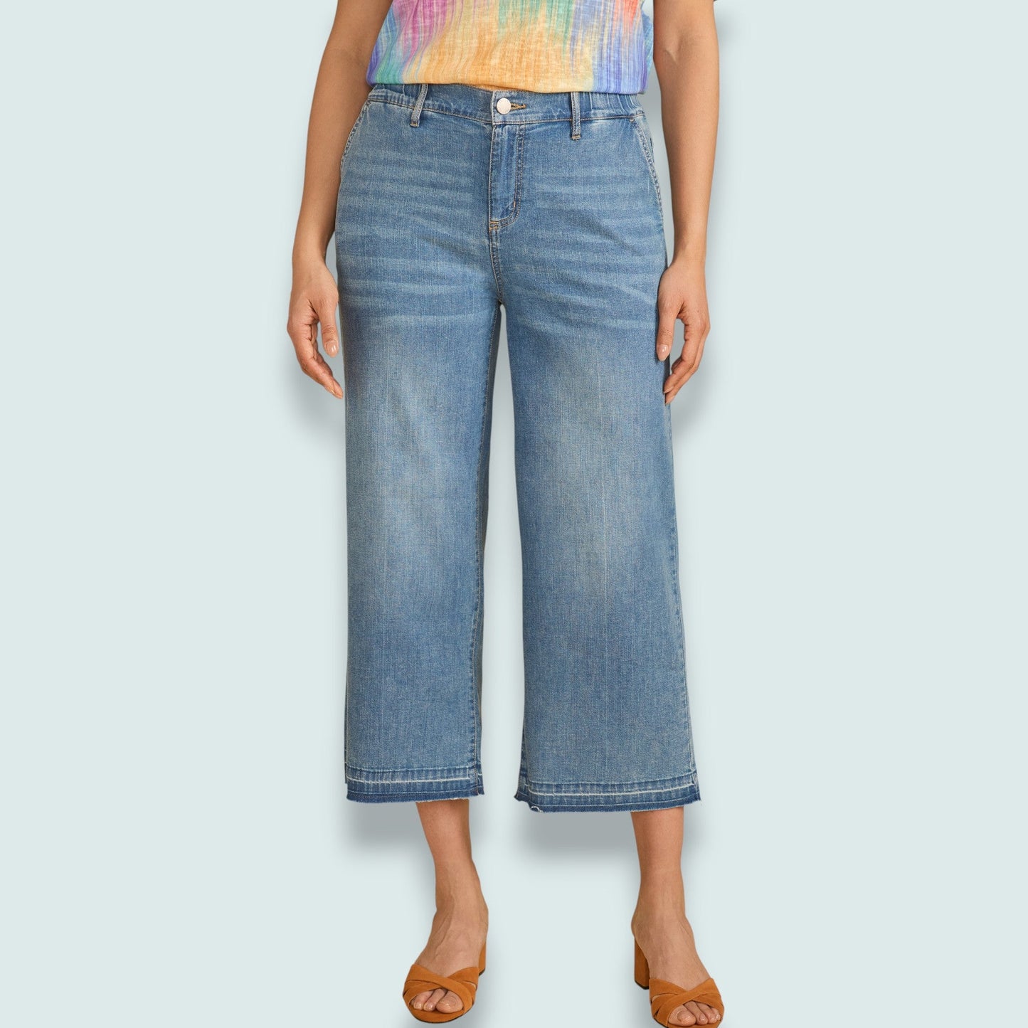 FDJ - Medium Wash Wide Leg Crop Jean