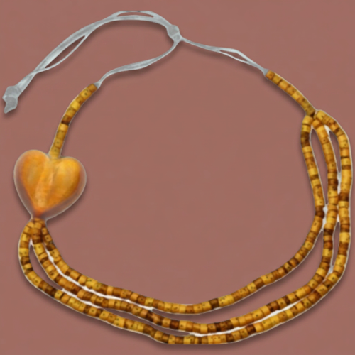 Audrey's - Triple Strand Coconut Bead & Wooden Heart Necklace