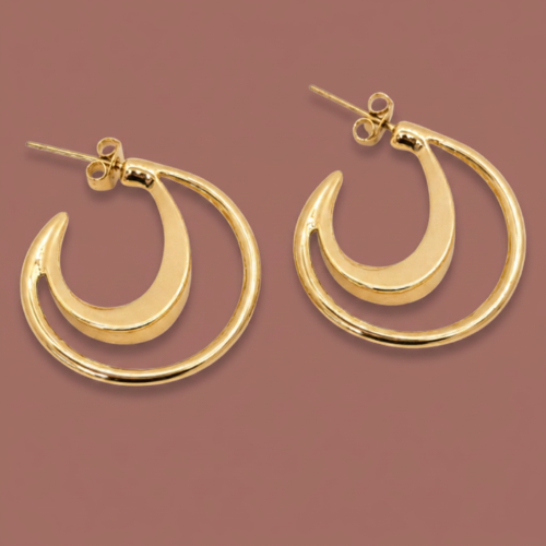 Audrey's - Modern Layered Crescent Hoop Earrings