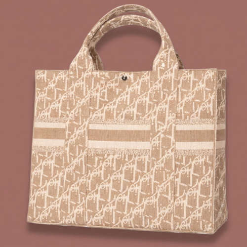 Audrey's - Monogram Woven Tote With Button Closure
