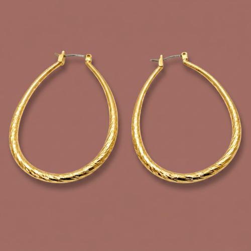 Audrey's - Textured Teardrop Hoop Earrings