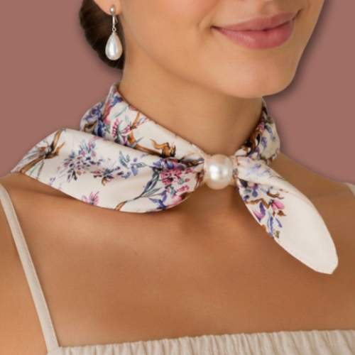 Red Coral - Magnetic Pearl Bloom Scarf