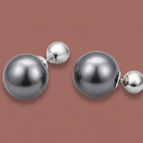 Merx - Grey Pearl Double-Sided Earrings