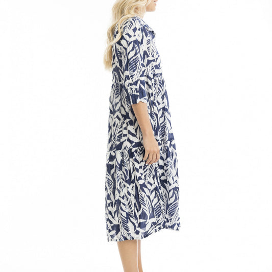 Orientique - Patterned Collared Midi Dress