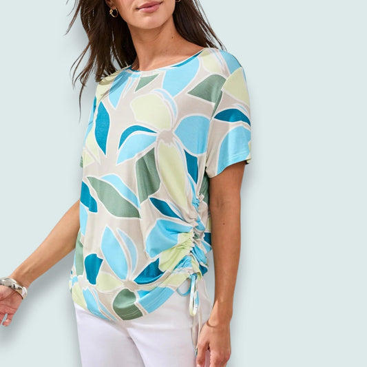 Tribal - Short-Sleeve Top w/ Side Ruching