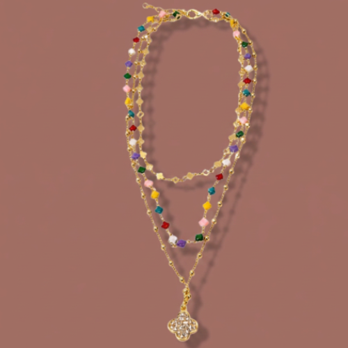 Merx - Rainbow Clover Layered Necklace