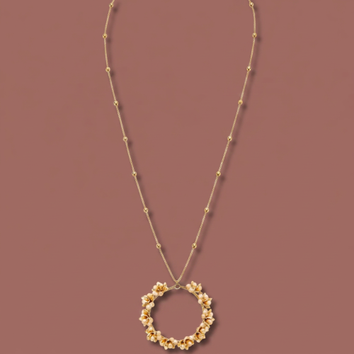 Merx - Golden Bloom Circle Pendant Necklace