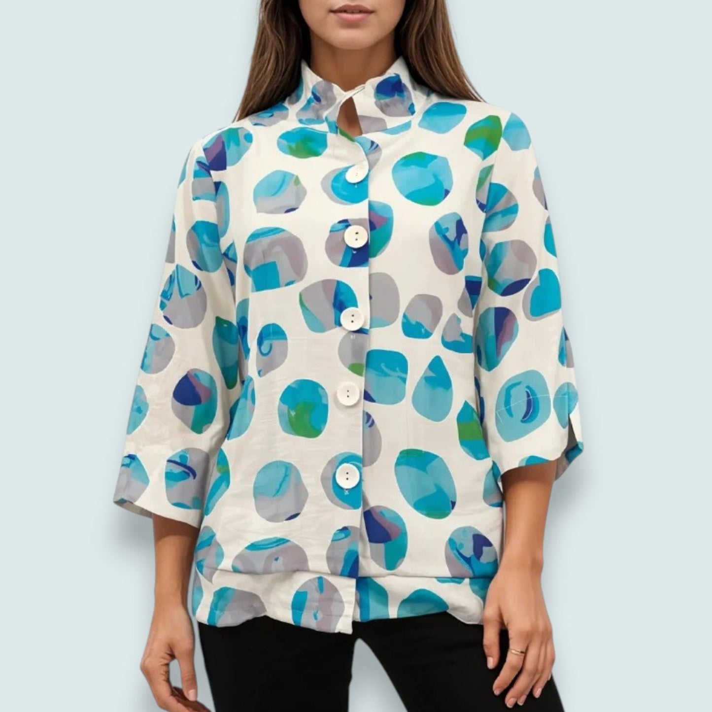 Minkas - Coastal Dot Button Blouse