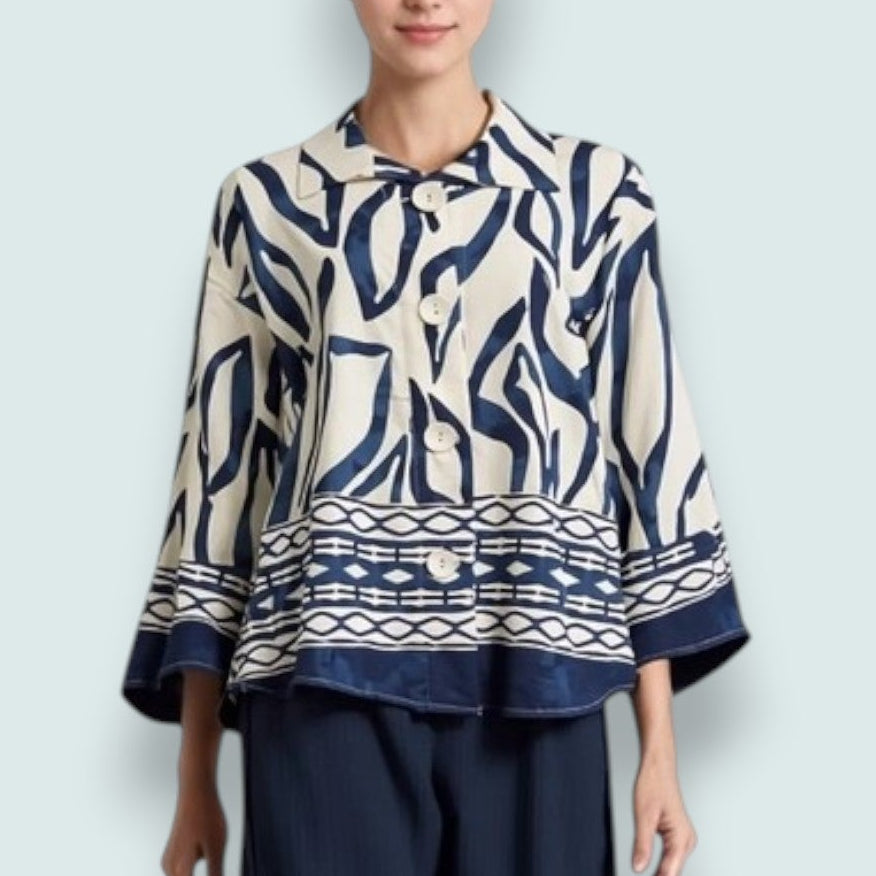 Minkas - Indigo Mosaic Blouse