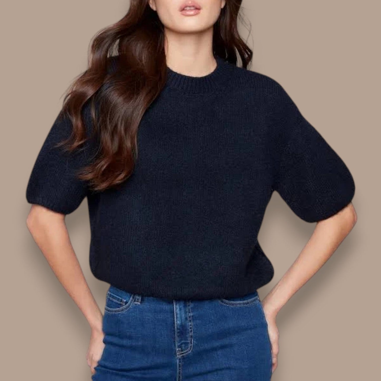 Charlie B - Elbow Sleeve Balloon Shape Sweater