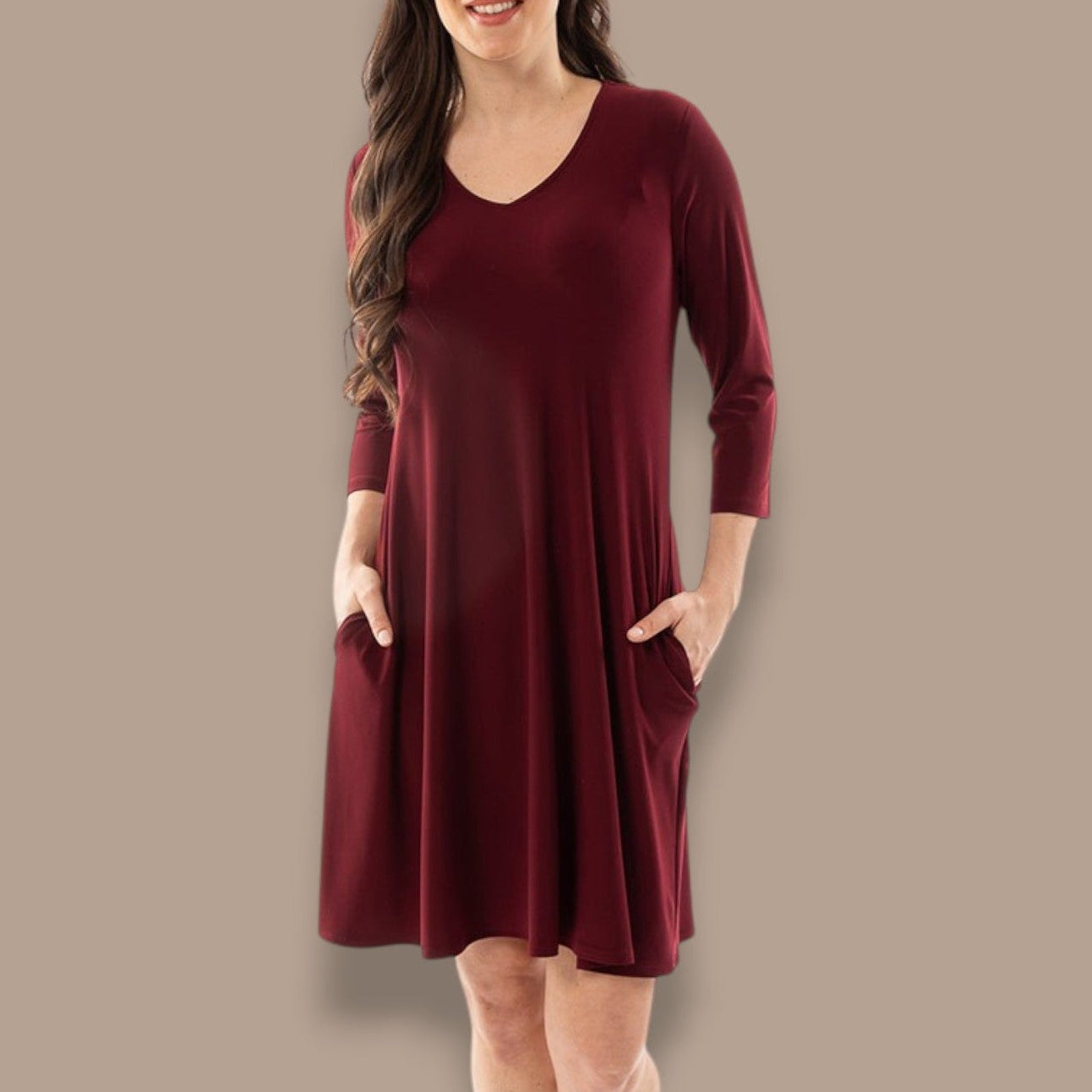 Bali - Three Quarter Sleeve A-Line Dress