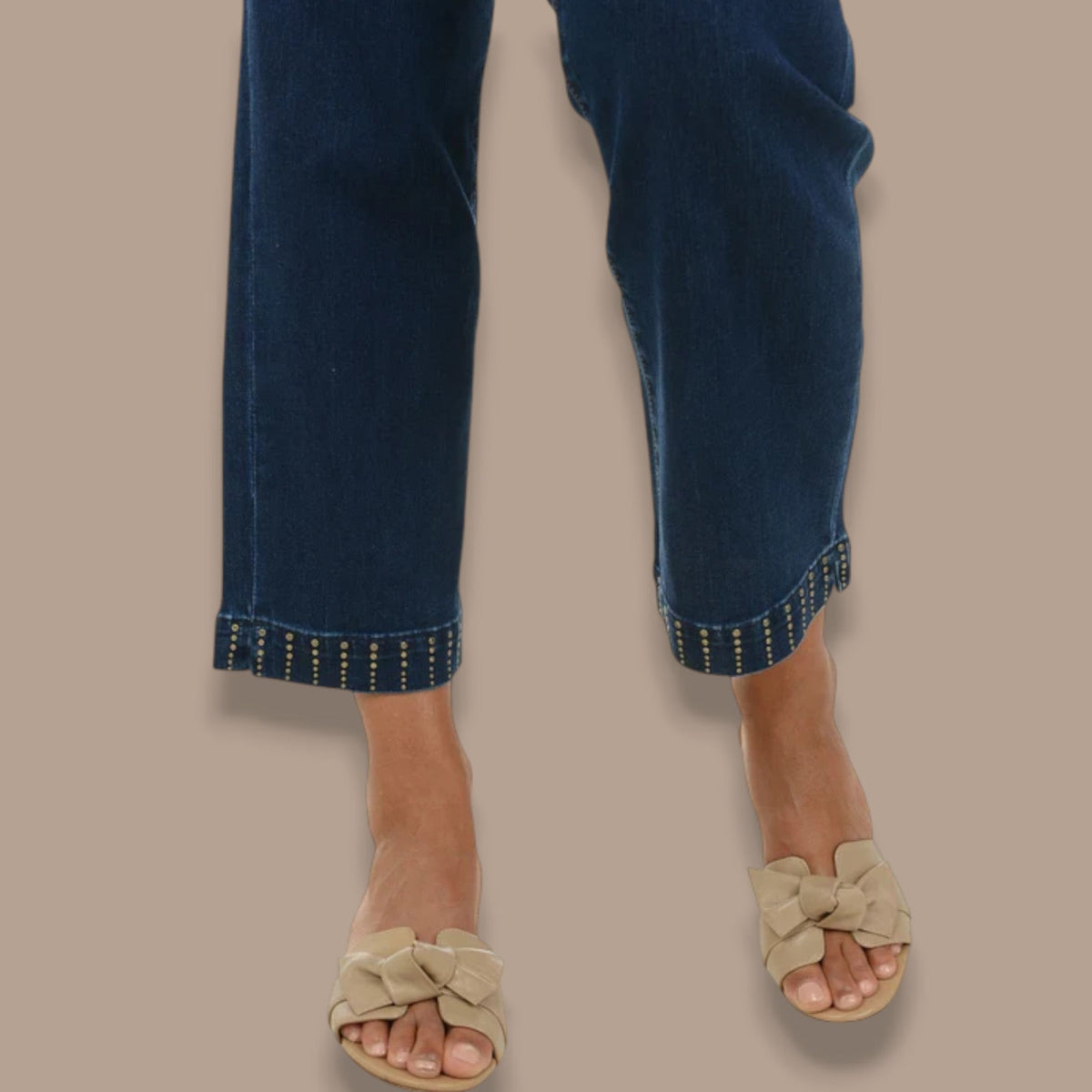 FDJ - Studded Hem Straight Leg Jeans
