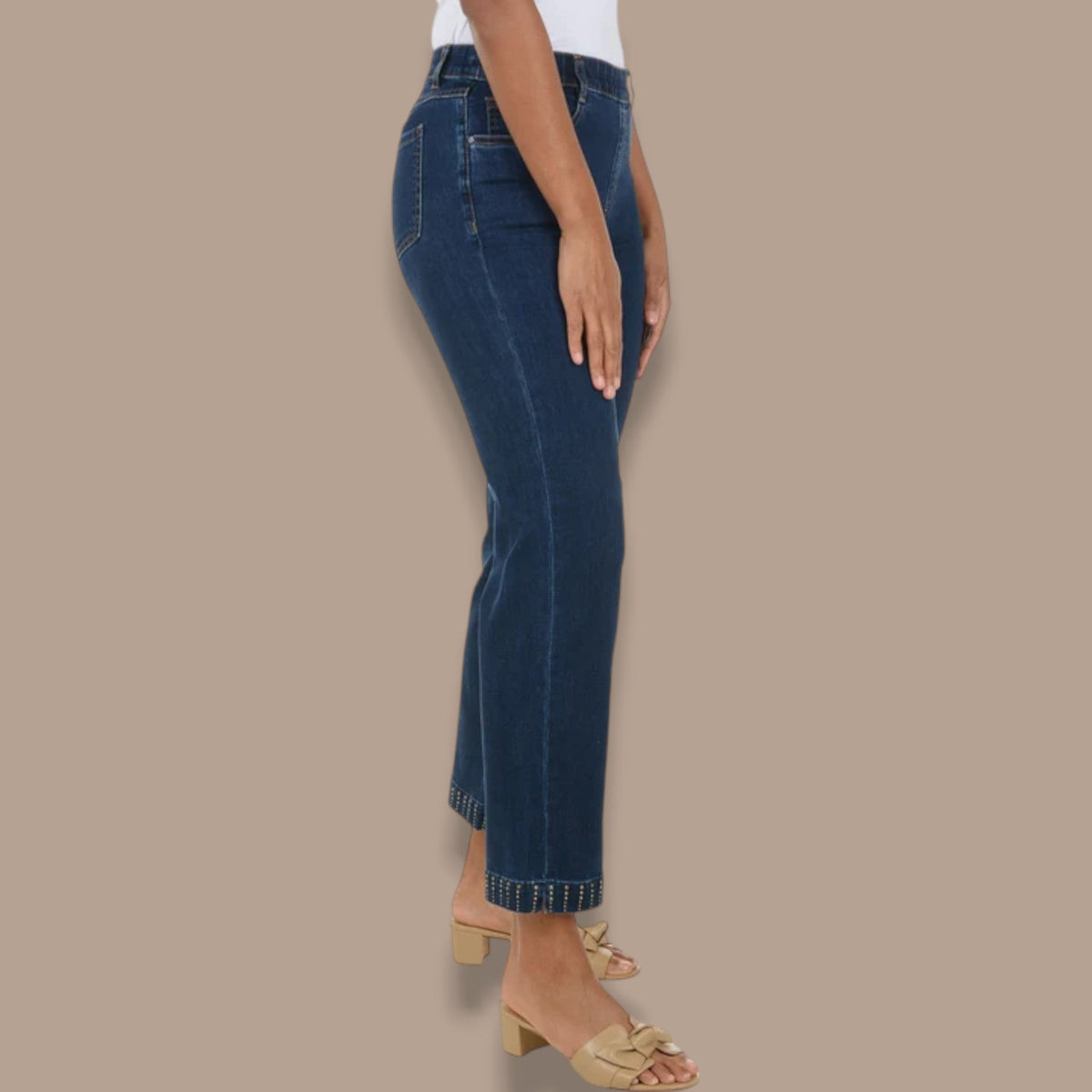 FDJ - Studded Hem Straight Leg Jeans