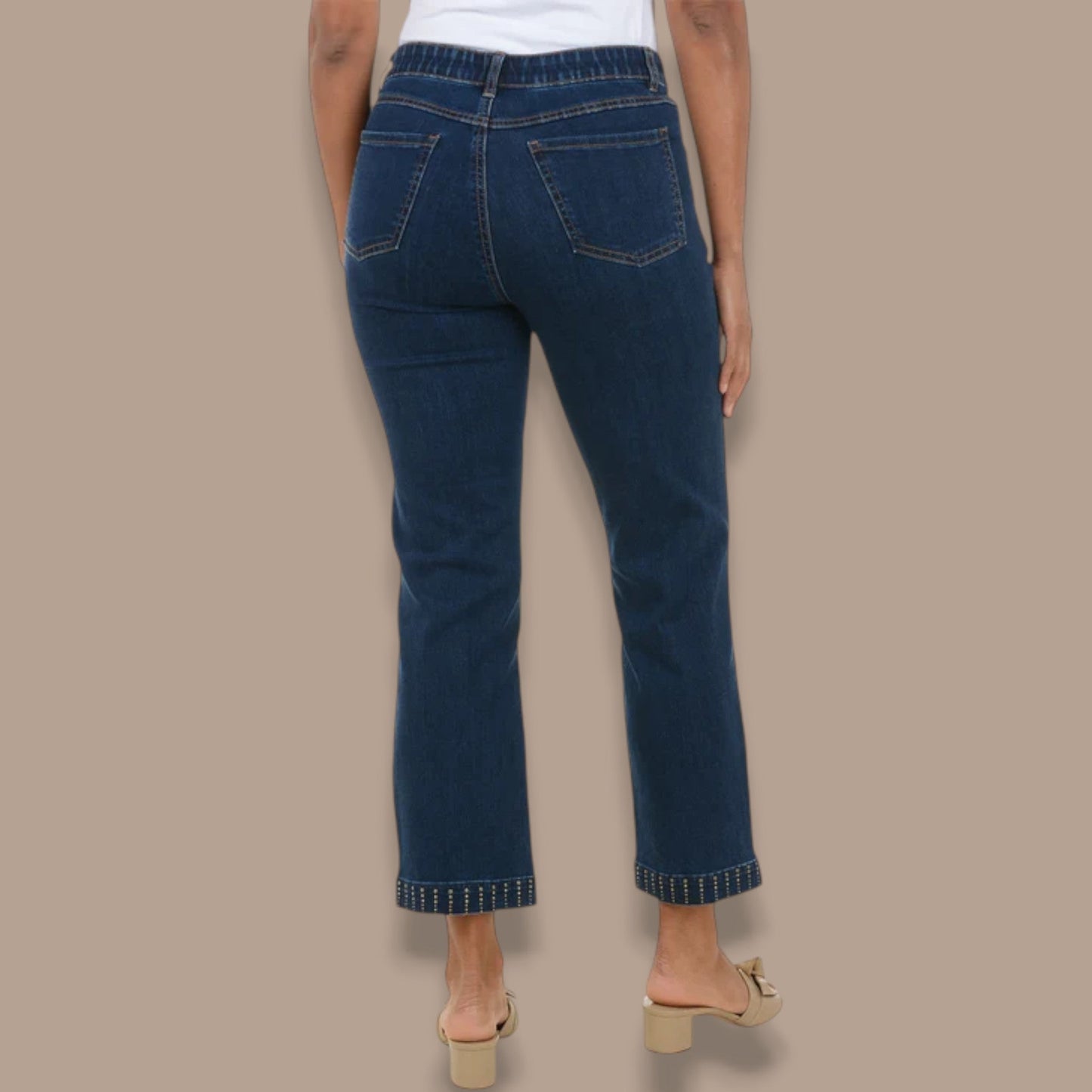 FDJ - Studded Hem Straight Leg Jeans