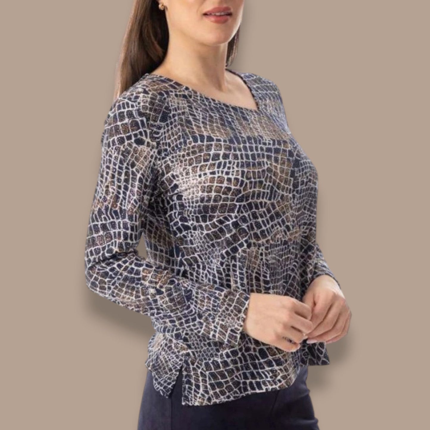Bali - Abstract Print Long Sleeve Top