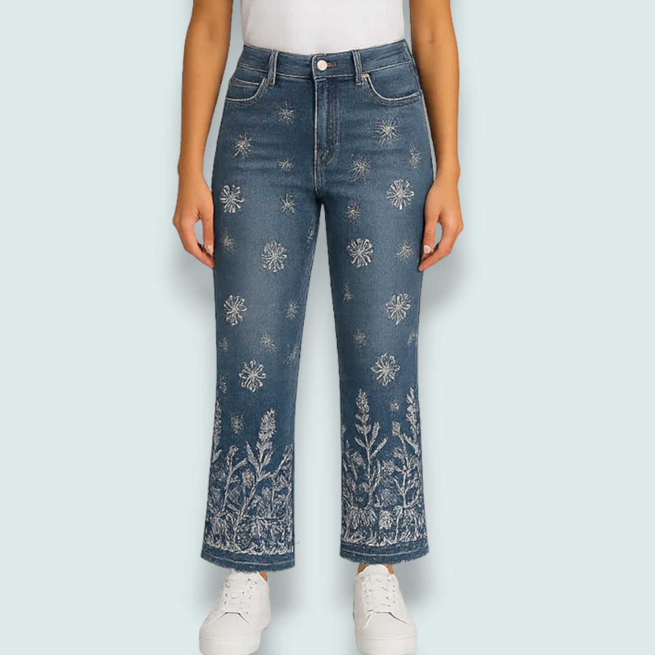 Orly - Embroidered Crop Jeans