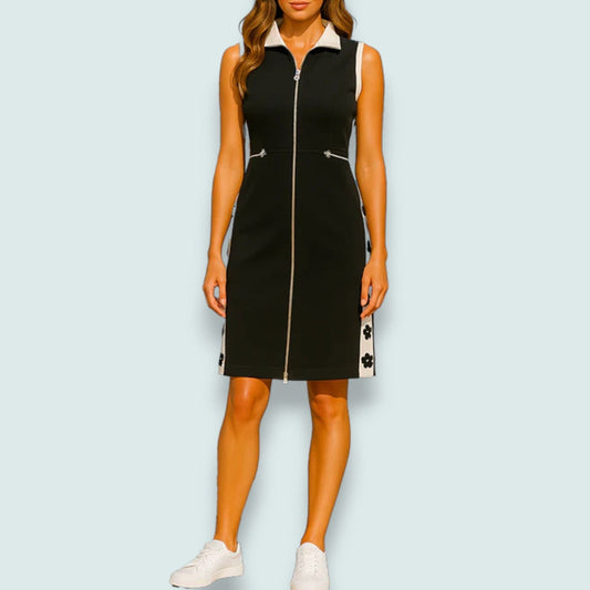 Orly - Sleeveless Zip-Front Dress With Contrast Panels