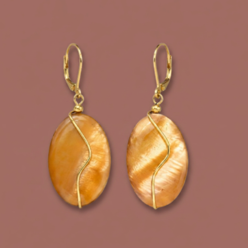 Lofttan - Golden Oyster Shell Drop Earrings