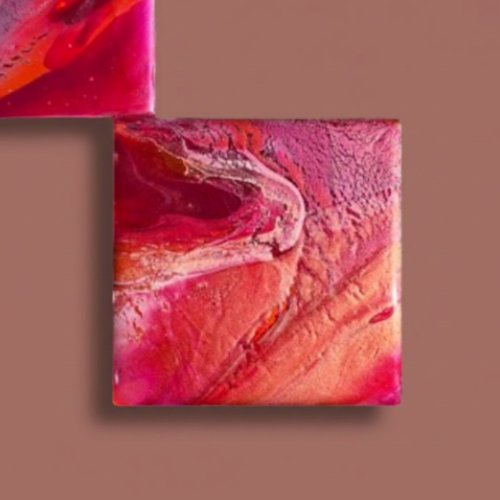 Audrey's - 4-Pack Abstract Square Ceramic Coasters