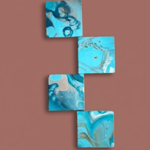 Audrey's - 4-Pack Abstract Square Ceramic Coasters
