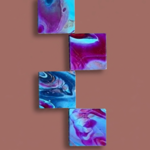 Audrey's - 4-Pack Abstract Square Ceramic Coasters