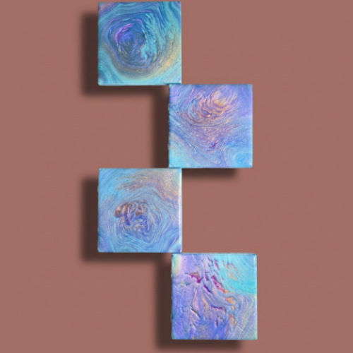 Audrey's - 4-Pack Abstract Square Ceramic Coasters