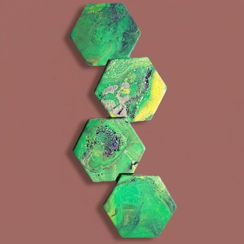 Audrey's - 4-Pack Abstract Hexagon Ceramic Coasters
