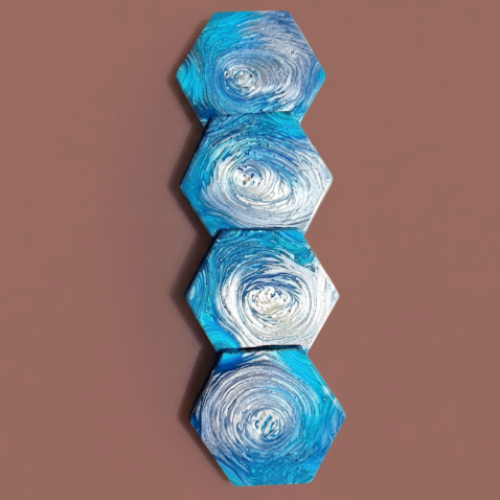 Audrey's - 4-Pack Abstract Hexagon Ceramic Coasters