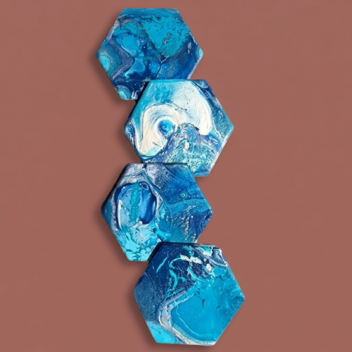 Audrey's - 4-Pack Abstract Hexagon Ceramic Coasters