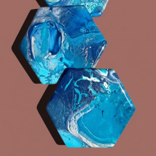 Audrey's - 4-Pack Abstract Hexagon Ceramic Coasters