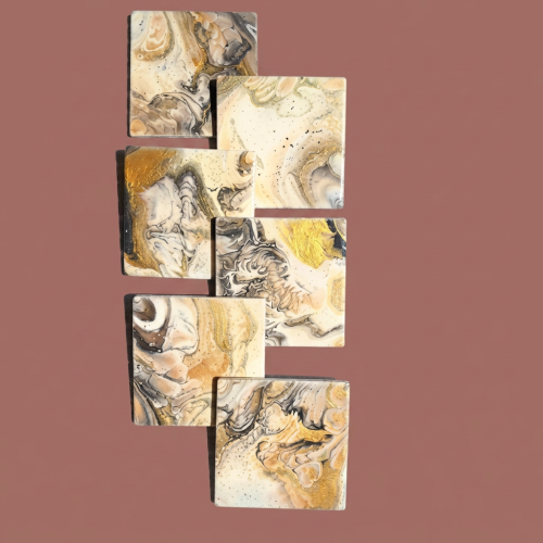 Audrey's - 6-Pack Abstract Square Ceramic Coasters
