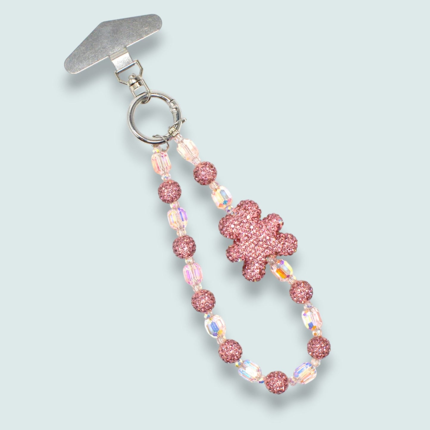 Luv & Co - Pink Teddy Crystal Phone Wristlet