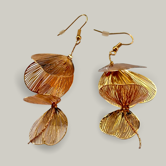 Red Coral - Flower Petal Earrings