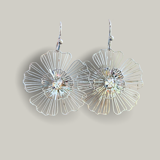 Red Coral - Dangly Flower Earrings