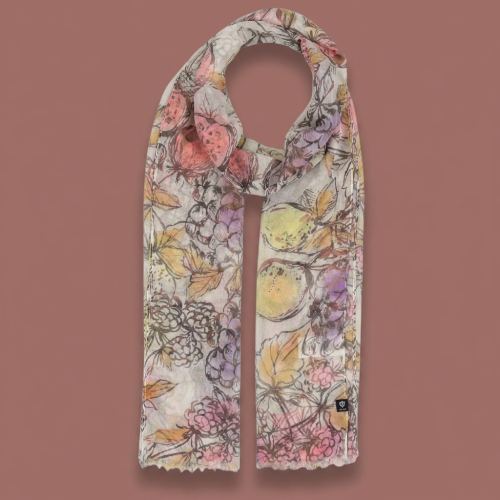 Fraas - Hand-Drawn Fruit Print Lightweight Scarf