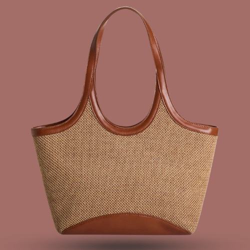 Skyla - Charlotte Large Two-Tone Woven Tote Bag