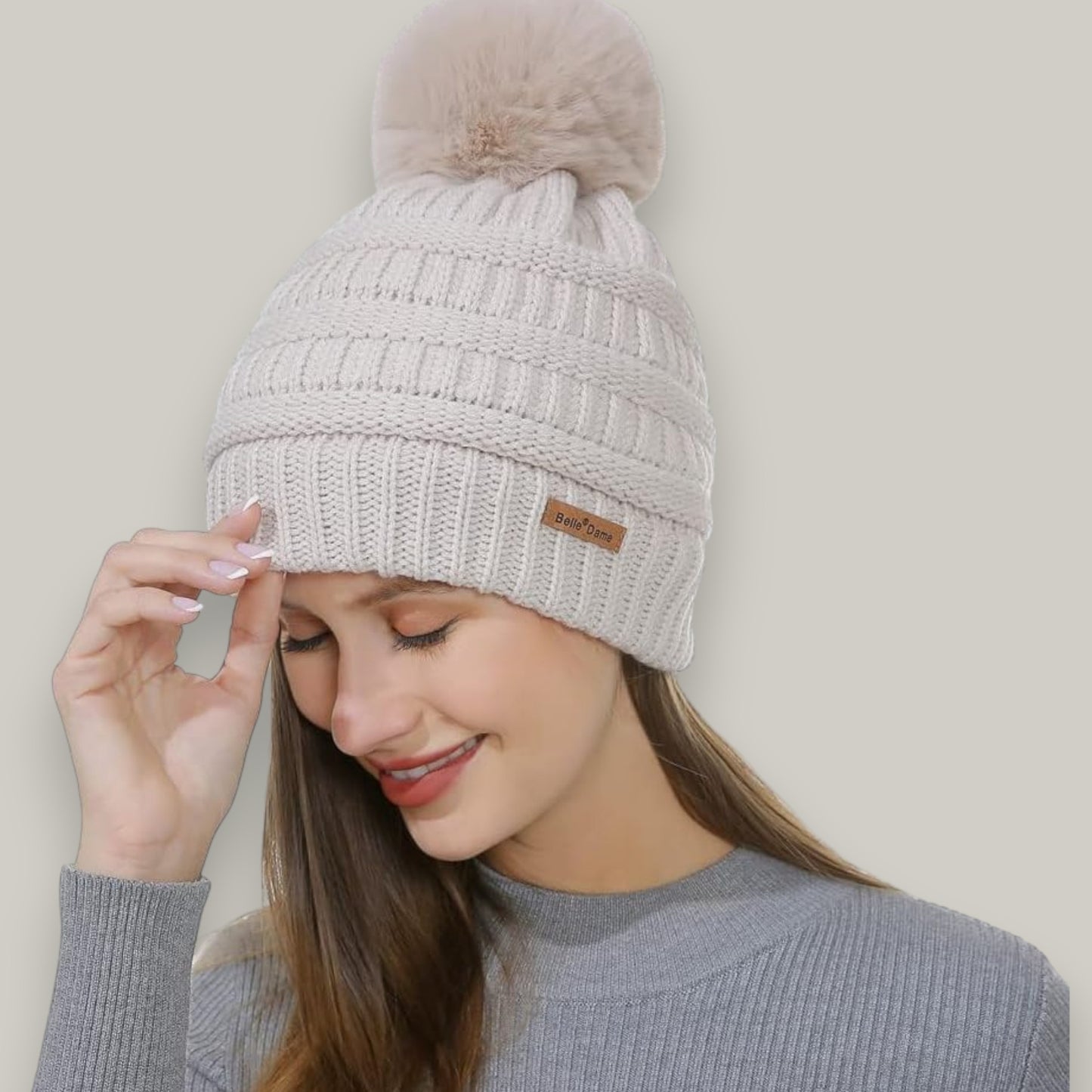 Belle Dame - Cozy Pom-Pom Knit Hat