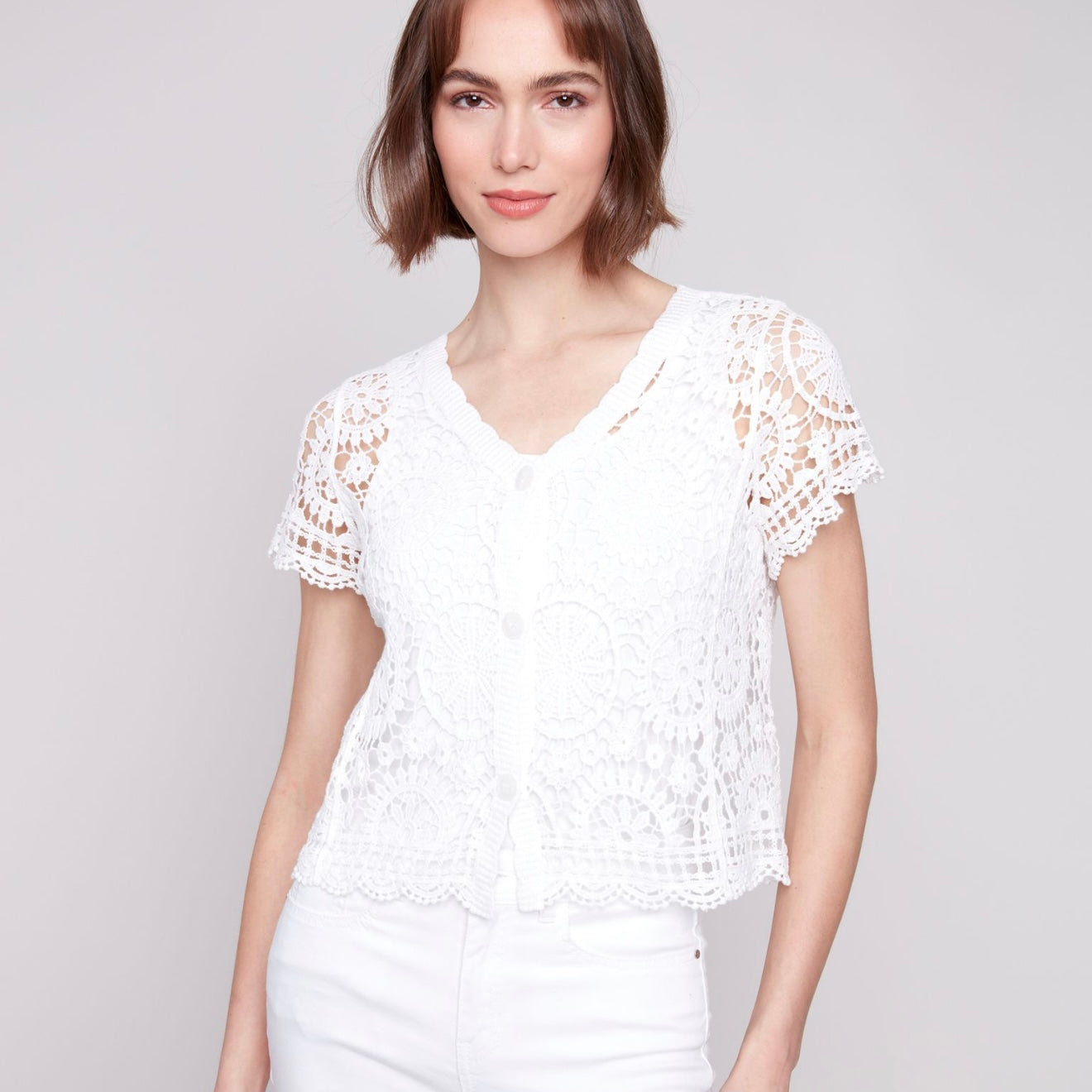 Charlie B - Short Sleeve Crochet Bolero