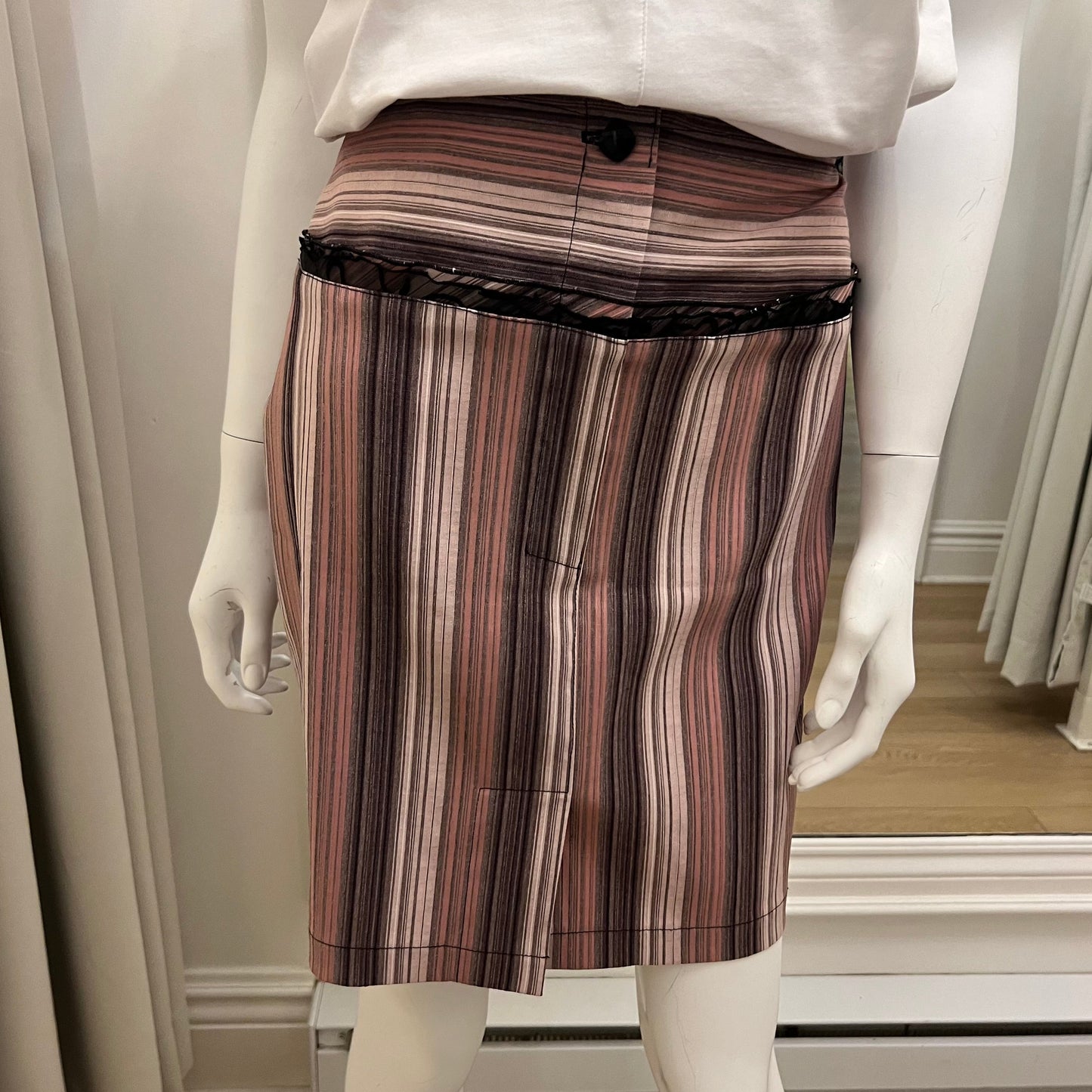 Deannafokes - Striped Skirt With Ruffle Detail