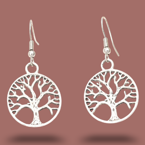 Audrey's - Silver Tree Of Life Drop Earrings