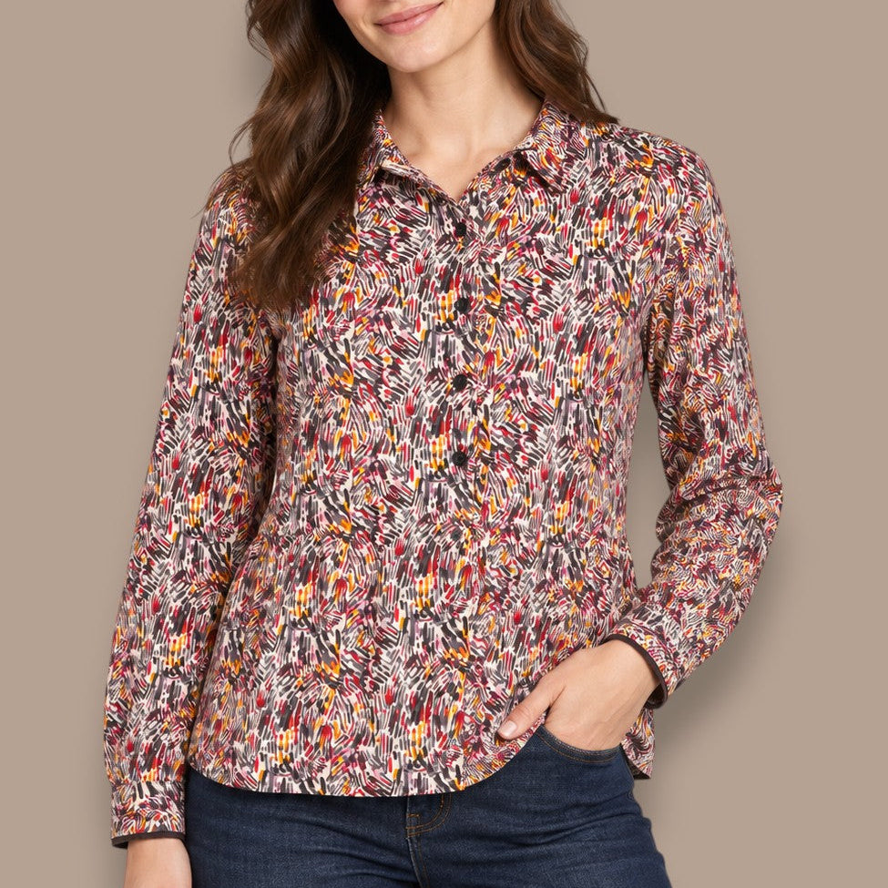 Etymologie - Abstract Print Jersey Button-Front Top