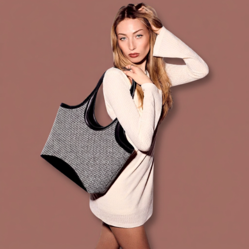 Skyla - Charlotte Large Two-Tone Woven Tote Bag