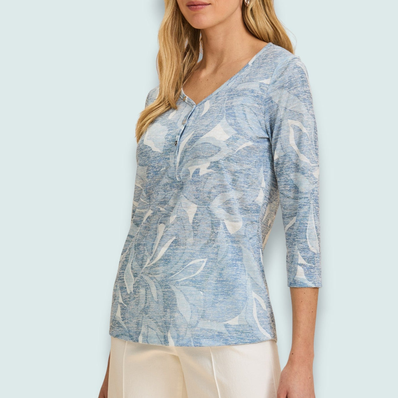 FDJ - Soft Sky Leaf 3/4 Sleeve Top
