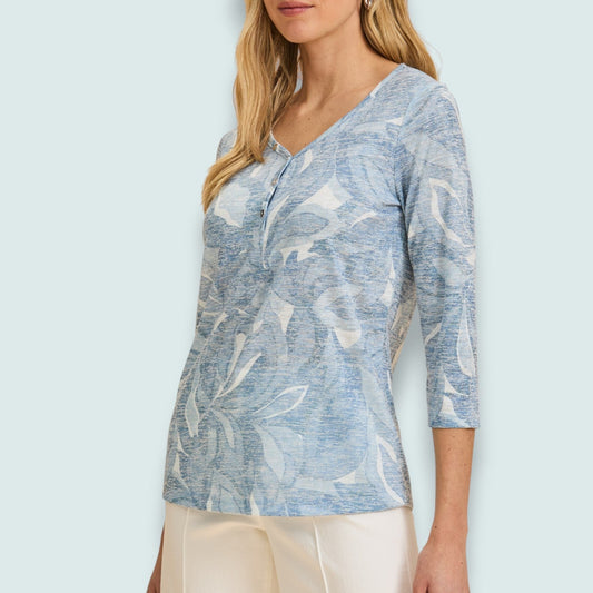 FDJ - Soft Sky Leaf 3/4 Sleeve Top