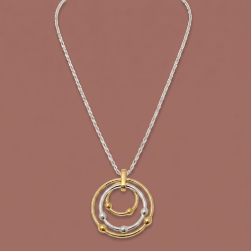 Audrey's - Mixed Metal Circle Pendant Necklace