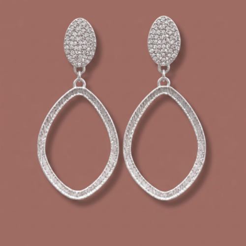 Audrey's -  Textured Open Drop Earrings