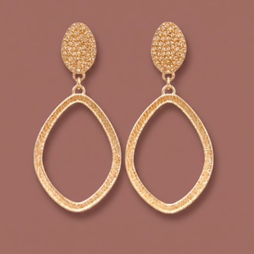 Audrey's -  Textured Open Drop Earrings